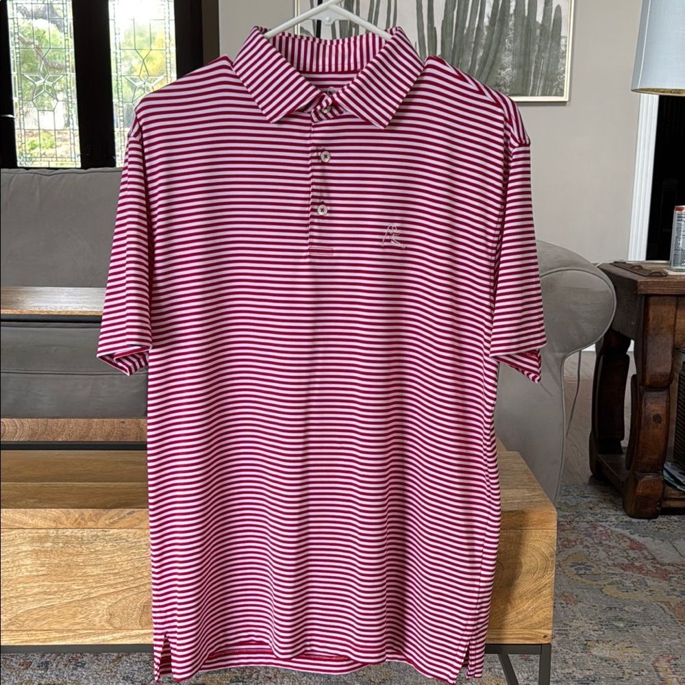 Men's Striped Polo Shirt - Red